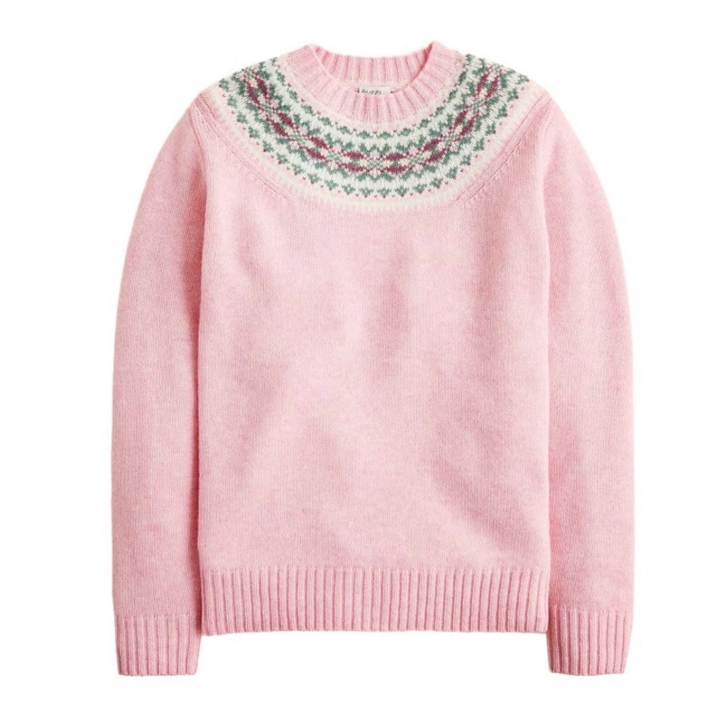 J.Crew Fair Isle–Yoked in Wool In Peony Fair Isle 100% Wool Sweater. Size M - Picture 6 of 10